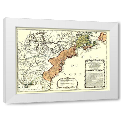 Canada Louisiana New France with English White Modern Wood Framed Art Print by Nolin