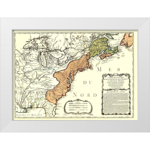 Canada Louisiana New France with English White Modern Wood Framed Art Print by Nolin