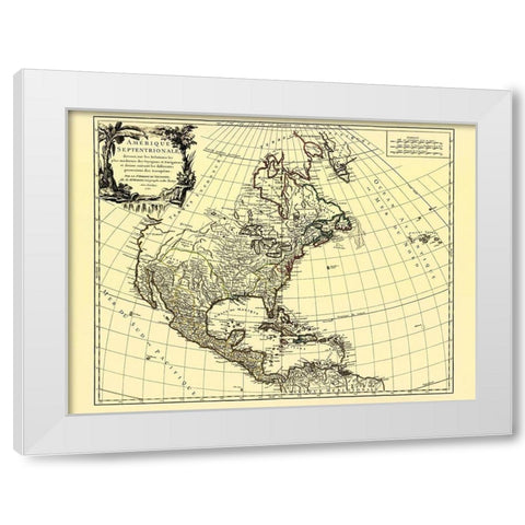 European Possessions North America - Vaugondy 1750 White Modern Wood Framed Art Print by Vaugondy