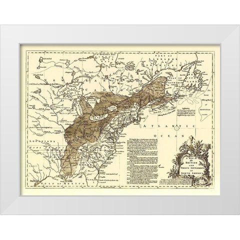 British French Settlements 1750 White Modern Wood Framed Art Print by Unknown