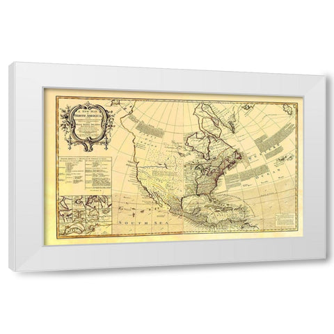North America with West India Islands White Modern Wood Framed Art Print by D''Anville