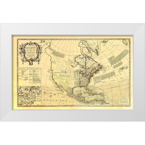 North America with West India Islands White Modern Wood Framed Art Print by D''Anville