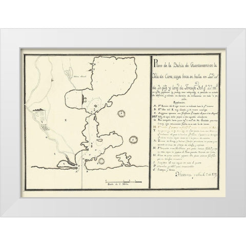 Plan of Guantanamo Bay On the Island of Cuba 1751 White Modern Wood Framed Art Print by Unknown