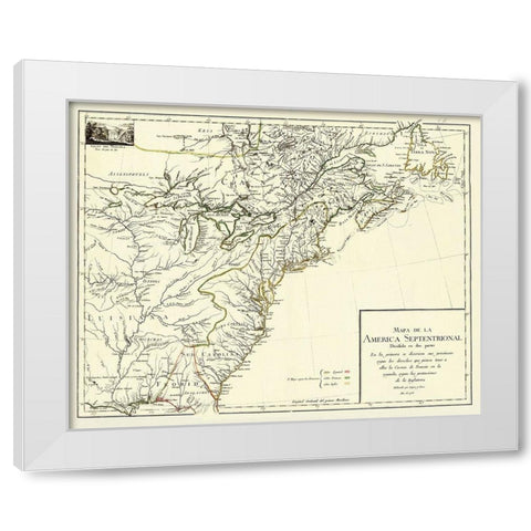 America Septentrional Divided Two Parts - Cruz White Modern Wood Framed Art Print by Cruz