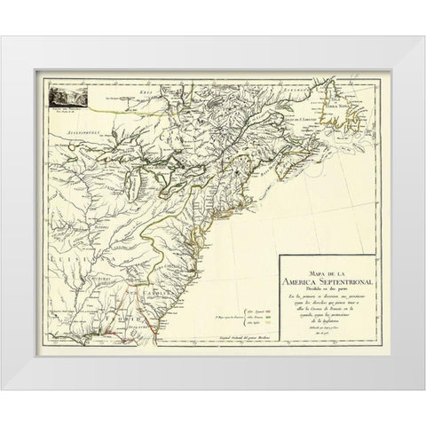 America Septentrional Divided Two Parts - Cruz White Modern Wood Framed Art Print by Cruz