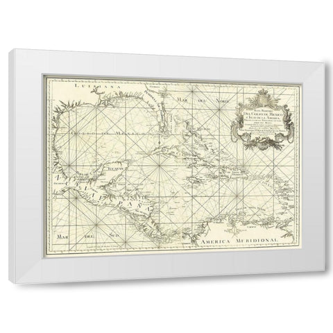 Gulf of Mexico and Islands of America 1755 White Modern Wood Framed Art Print by Unknown