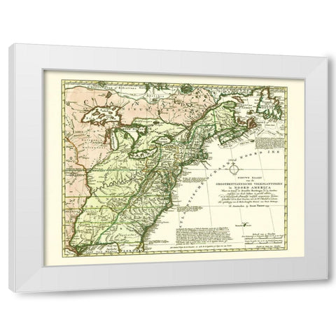 Great Britain Colonies North America - Tirion 1755 White Modern Wood Framed Art Print by Tirion