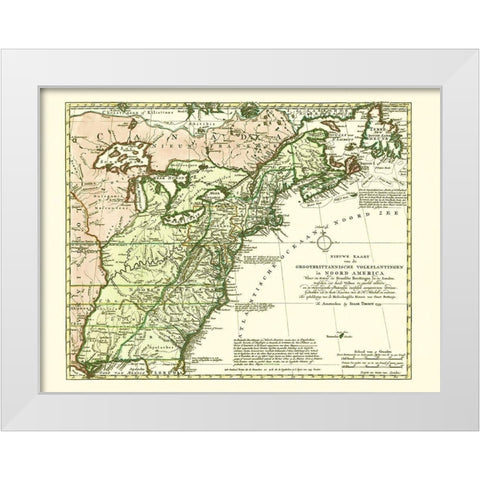 Great Britain Colonies North America - Tirion 1755 White Modern Wood Framed Art Print by Tirion