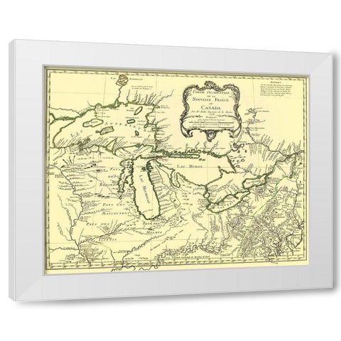 Western Part of New France Or Canada 1755 White Modern Wood Framed Art Print by Unknown