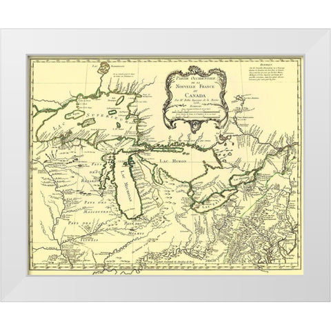 Western Part of New France Or Canada 1755 White Modern Wood Framed Art Print by Unknown