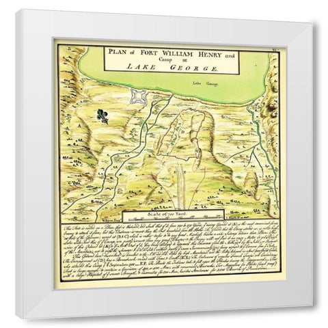 Plan of Fort William Henry at Lake George 1750 White Modern Wood Framed Art Print by Unknown