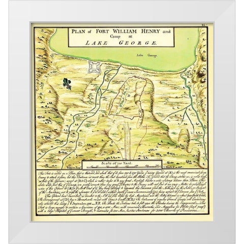 Plan of Fort William Henry at Lake George 1750 White Modern Wood Framed Art Print by Unknown