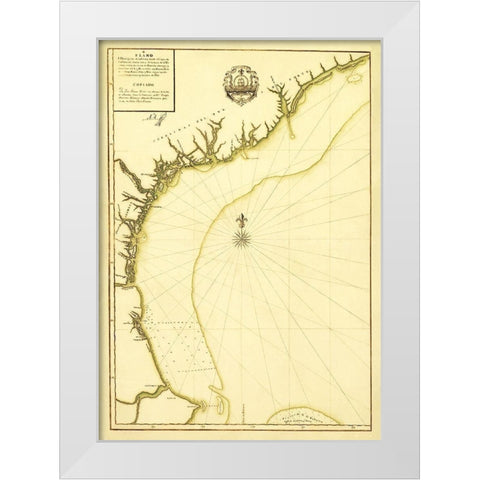 South Carolina Cape Canaveral Coast - Linares 1756 White Modern Wood Framed Art Print by Linares