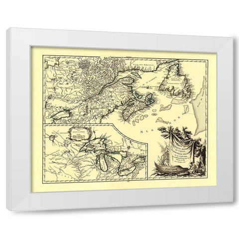 United States Canada - Vaugondy 1755 White Modern Wood Framed Art Print by Vaugondy