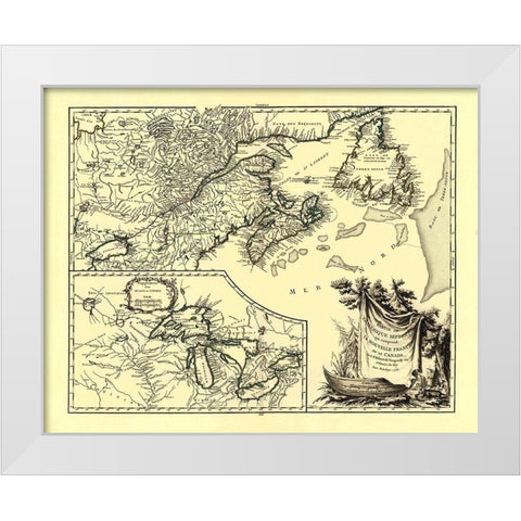 United States Canada - Vaugondy 1755 White Modern Wood Framed Art Print by Vaugondy