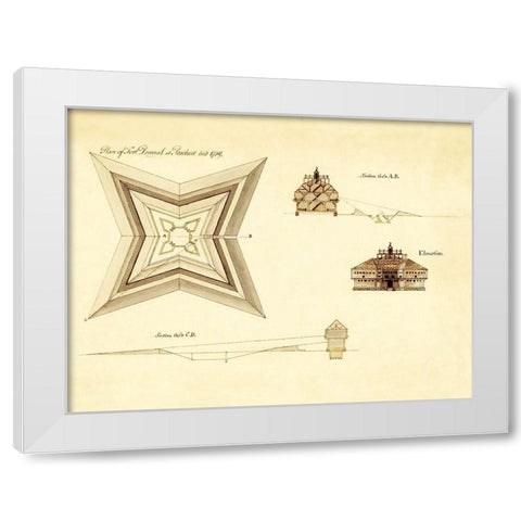 Fort Pownal at Penobscot - 1759 White Modern Wood Framed Art Print by Unknown