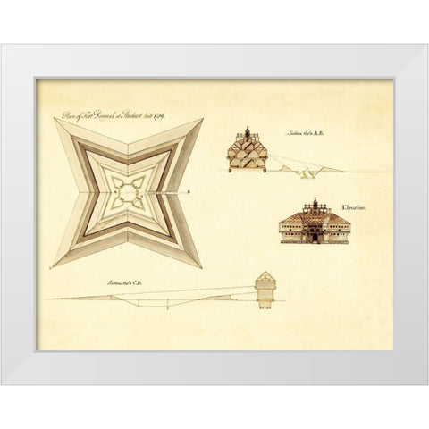 Fort Pownal at Penobscot - 1759 White Modern Wood Framed Art Print by Unknown