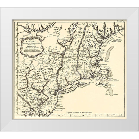 New York, Pennsylvania, and New Jersey  1757 White Modern Wood Framed Art Print by Unknown