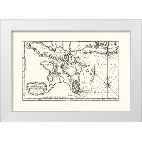 Louisiana Mississippi Alabama - 1760 White Modern Wood Framed Art Print by Unknown