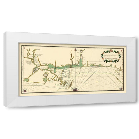 Louisiana Coast Mouth of Mississippi White Modern Wood Framed Art Print by Lefargue