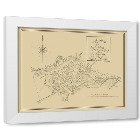Plan Fort Mossy St Augustine Florida - Roworth White Modern Wood Framed Art Print by Roworth