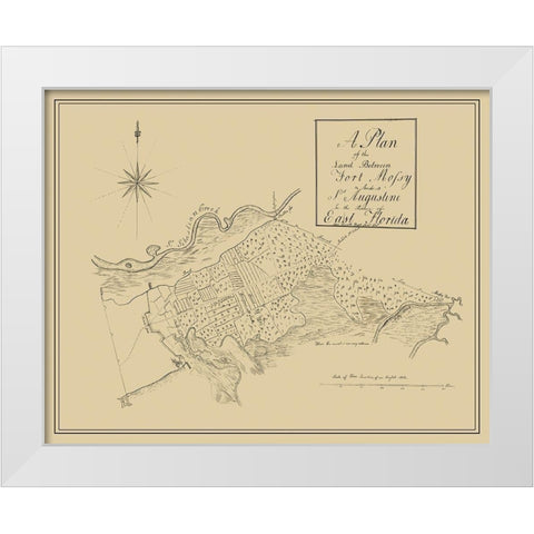 Plan Fort Mossy St Augustine Florida - Roworth White Modern Wood Framed Art Print by Roworth