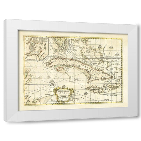 Currents Ships Courses Cuba - 1762 White Modern Wood Framed Art Print by Unknown