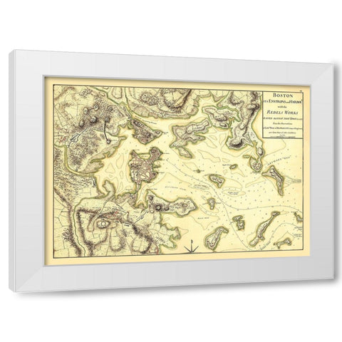 Boston Environs and Harbour - Page 1775 White Modern Wood Framed Art Print by Page