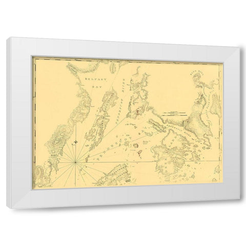 Blue Hill Bay to Belfast Bay Maine White Modern Wood Framed Art Print by Des Barres