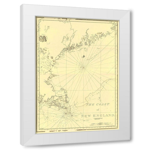 Coast of New England - Des Barres 1776 White Modern Wood Framed Art Print by Des Barres