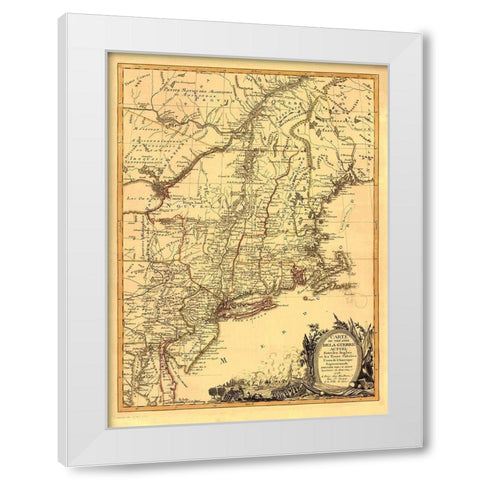 Theatre War English with Thirteen Colonies White Modern Wood Framed Art Print by Eliot