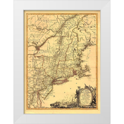 Theatre War English with Thirteen Colonies White Modern Wood Framed Art Print by Eliot