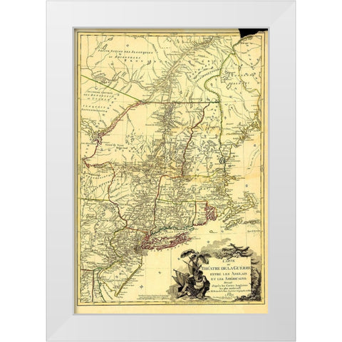 Theatre War English Americans White Modern Wood Framed Art Print by Brion de la Tour