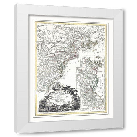 Seat of War in America - 1779 White Modern Wood Framed Art Print by Basset