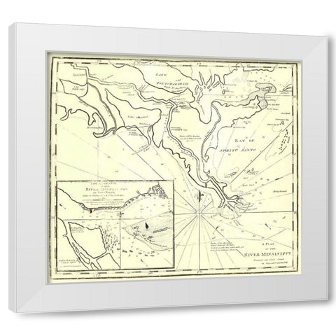 River Mississippi - Carleton 1770 White Modern Wood Framed Art Print by Carleton
