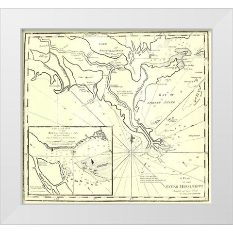 River Mississippi - Carleton 1770 White Modern Wood Framed Art Print by Carleton