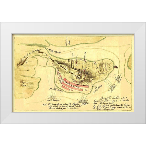 Action June 17th 1775 at Charles Town - Page 1775 White Modern Wood Framed Art Print by Page