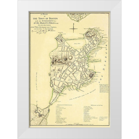 Boston Intrenchments His Majestys Forces White Modern Wood Framed Art Print by Page