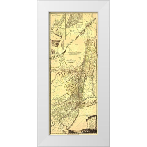 Provinces of New York New Jersey - Pownall 1776 White Modern Wood Framed Art Print by Pownall