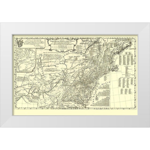British Colonies in North America - Pownall 1776 White Modern Wood Framed Art Print by Pownall
