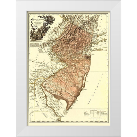 New Jersey Divided East West - Faden 1777 White Modern Wood Framed Art Print by Faden