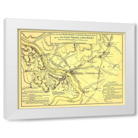 General Washington Operations - Faden 1777 White Modern Wood Framed Art Print by Faden
