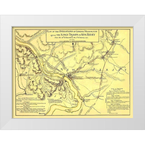 General Washington Operations - Faden 1777 White Modern Wood Framed Art Print by Faden