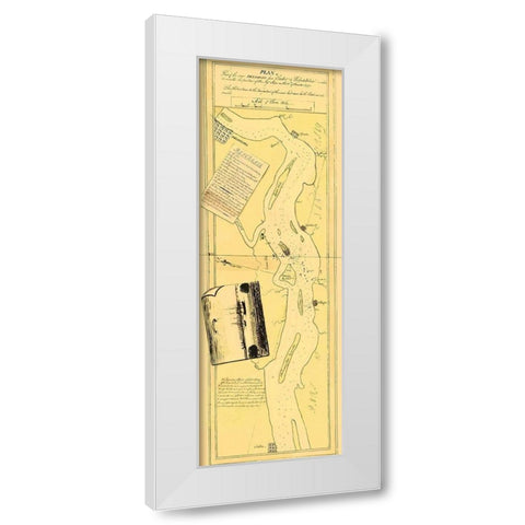 River Delaware Position Majestys Ships Nov 15 1777 White Modern Wood Framed Art Print by Hunter