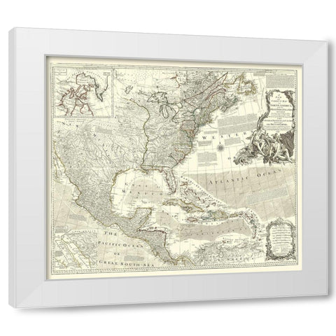 North America with Indian Islands White Modern Wood Framed Art Print by Delarochette