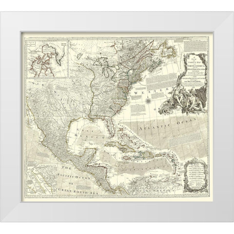 North America with Indian Islands White Modern Wood Framed Art Print by Delarochette