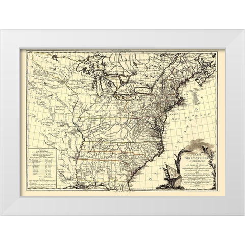 United States Course of Mississippi White Modern Wood Framed Art Print by Brion de la Tour