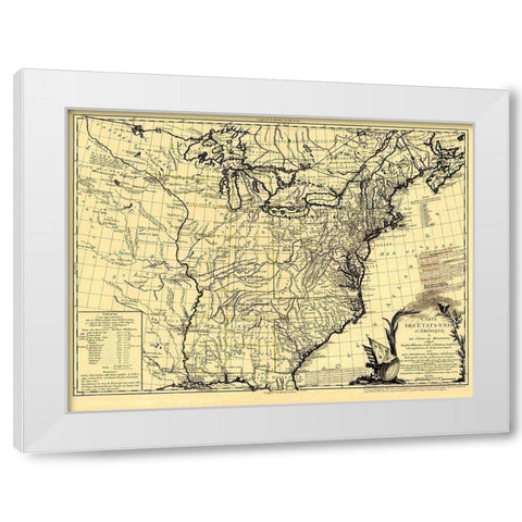 United States Course of Mississippi White Modern Wood Framed Art Print by Brion de la Tour
