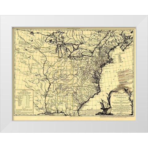 United States Course of Mississippi White Modern Wood Framed Art Print by Brion de la Tour