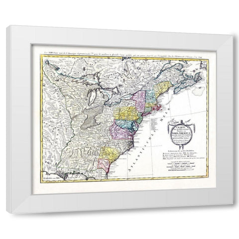 Chart United States North America - Homann 1784 White Modern Wood Framed Art Print by Homann